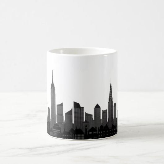 New York Skyline Silhouette Black Elegant Script C Koffiemok (Center)