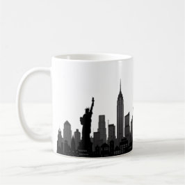 New York Skyline Silhouette Black Elegant Script C Koffiemok