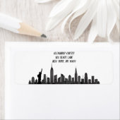 New York Skyline Silhouette Black Elegant Script Etiket (Insitu)