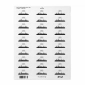 New York Skyline Silhouette Black Elegant Script Etiket (Full Sheet)