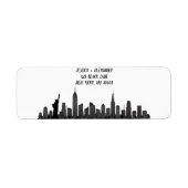 New York Skyline Silhouette Black Elegant Script Etiket (Voorkant)