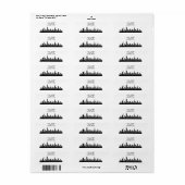 New York Skyline Silhouette Black Elegant Script Etiket (Full Sheet)