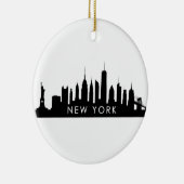 New York Skyline Silhouette Black Elegant Script Keramisch Ornament (Rechts)