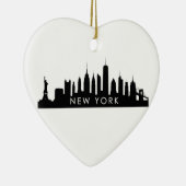 New York Skyline Silhouette Black Elegant Script Keramisch Ornament (Rechts)