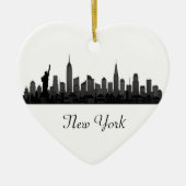 New York Skyline Silhouette Black Elegant Script Keramisch Ornament (Voorkant)