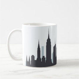 New York Skyline Silhouette Black Elegant Script Koffiemok