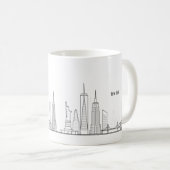 New York Skyline Silhouette Black Elegant Script Koffiemok (Voorkant rechts)