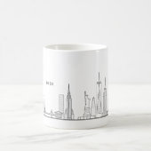 New York Skyline Silhouette Black Elegant Script Koffiemok (Center)