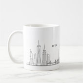 New York Skyline Silhouette Black Elegant Script Koffiemok (Links)