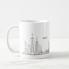 New York Skyline Silhouette Black Elegant Script Koffiemok