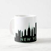 New York Skyline Silhouette Black Elegant Script Koffiemok (Voorkant links)