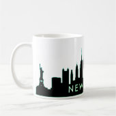 New York Skyline Silhouette Black Elegant Script Koffiemok (Links)