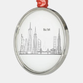 New York Skyline Silhouette Black Elegant Script Metalen Ornament (Links)