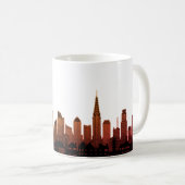 New York Skyline Silhouette Brown Elegant Script Koffiemok (Voorkant rechts)
