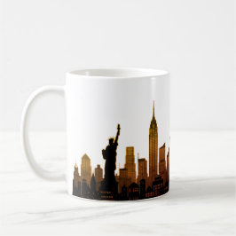 New York Skyline Silhouette Brown Elegant Script Koffiemok