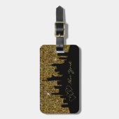 New York Skyline Silhouette in Faux Gold Glitter Bagagelabel (Voorkant verticaal)