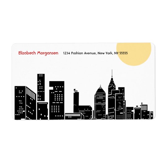 New York Skyline Silhouette Label (Voorkant)