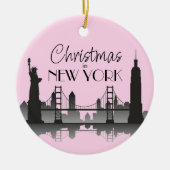 NEW YORK Skyline Silhouette Modern Pink Keramisch Ornament (Voorkant)
