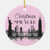 NEW YORK Skyline Silhouette Modern Pink Keramisch Ornament (Achterkant)