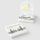 NEW YORK Skyline Silhouette Modern Stenen Onderzetter (Zijkant)