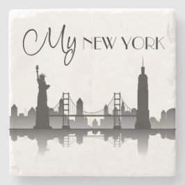 NEW YORK Skyline Silhouette Modern Stenen Onderzetter