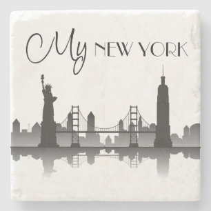 NEW YORK Skyline Silhouette Modern Stenen Onderzetter