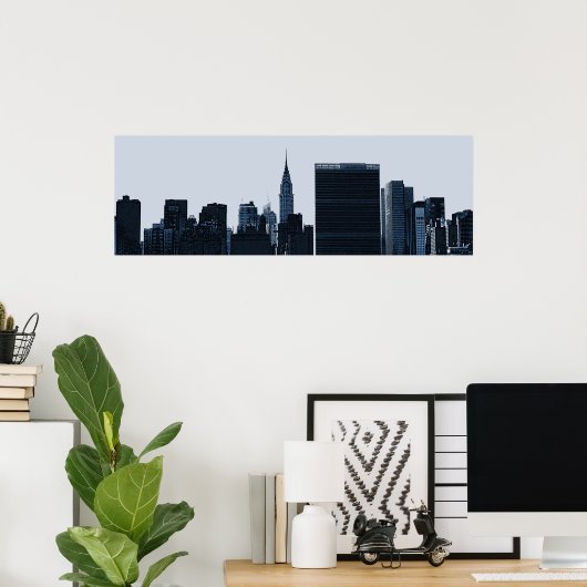 New York Skyline Silhouette Poster (Thuiskantoor)