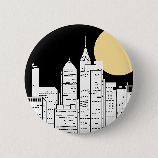 New York Skyline Silhouette Ronde Button 5,7 Cm (Voorkant)