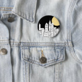 New York Skyline Silhouette Ronde Button 5,7 Cm (In situ)