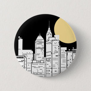 New York Skyline Silhouette Ronde Button 5,7 Cm