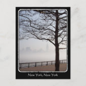 New York Skyline Silhouette Tree Branches border Briefkaart (Voorkant)