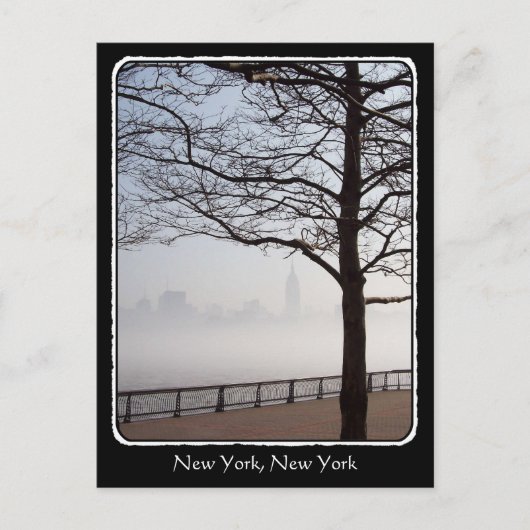 New York Skyline Silhouette Tree Branches border Briefkaart (Voorkant)