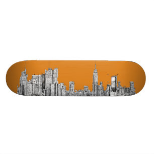 New York skyline sinaasappel Skateboard