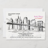 New York Skyline Sketchy-uitnodiging Kaart (Voorkant)