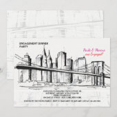 New York Skyline Sketchy-uitnodiging Kaart (Voorkant / Achterkant)