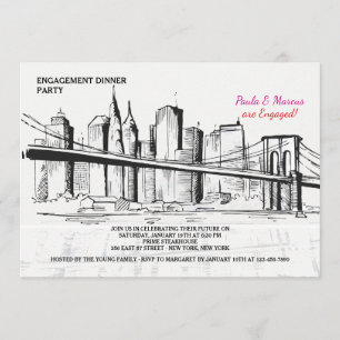 New York Skyline Sketchy-uitnodiging Kaart