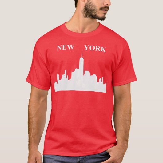 New York Skyline T-shirt - Mannen kleuren (Voorkant)