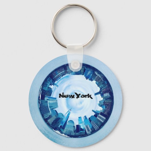 New York Skyline Tiny Planet Sleutelhanger – Aange (Voorkant)