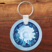 New York Skyline Tiny Planet Sleutelhanger – Aange (Achterkant)