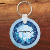 New York Skyline Tiny Planet Sleutelhanger – Aange (Voorkant)