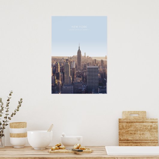 New York Skyline Travel Artwork Poster (Keuken)