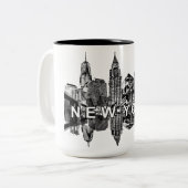 New York skyline Tweekleurige Koffiemok (Voorkant links)