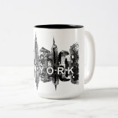 New York skyline Tweekleurige Koffiemok (Voorkant rechts)