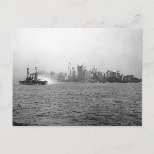 New York Skyline uit Harbour, 1920 Briefkaart (Voorkant)