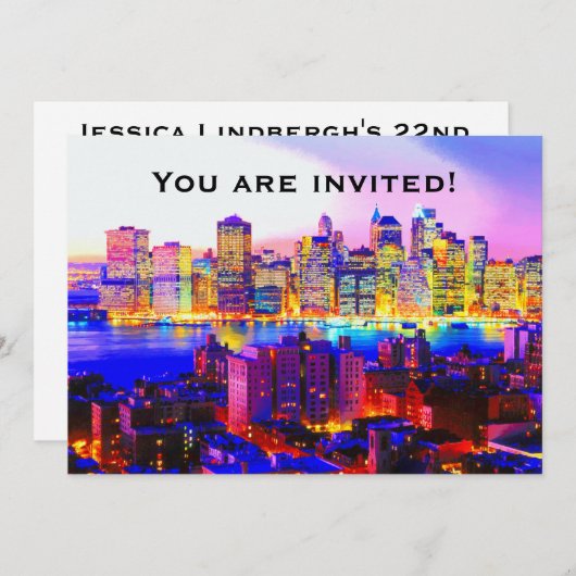 New York Skyline Uitnodiging (Voorkant / Achterkant)