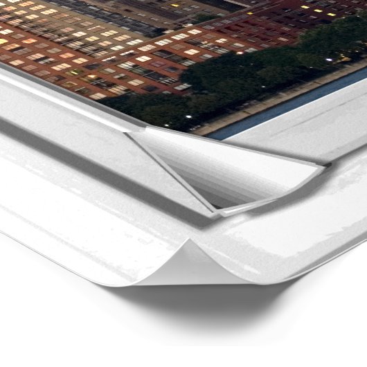 New York Skyline Uitzicht Fake Window met Blinds Poster (Hoek)