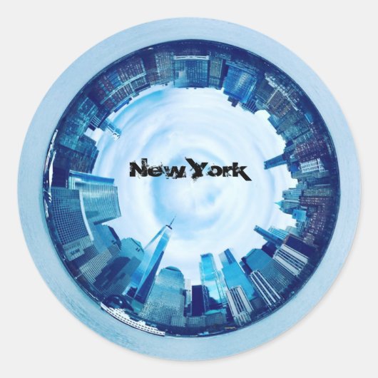 " new york skyline " van wolkenkrabbers in ronde c sticker (Voorkant)
