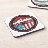 New York Skyline | Verenigde Staten-vlag Bier Onderzetter (Linkerzijde)