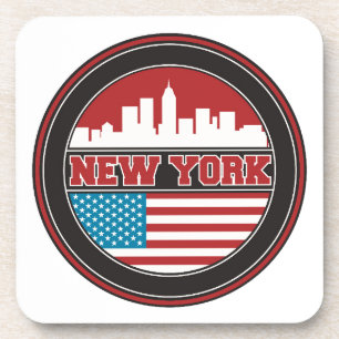 New York Skyline   Verenigde Staten-vlag Bier Onderzetter