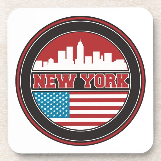 New York Skyline | Verenigde Staten-vlag Bier Onderzetter (Voorkant)
